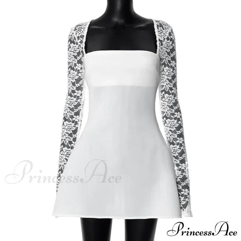 Lace Long Stylish Sleeve Mini Dress Splice Dresses