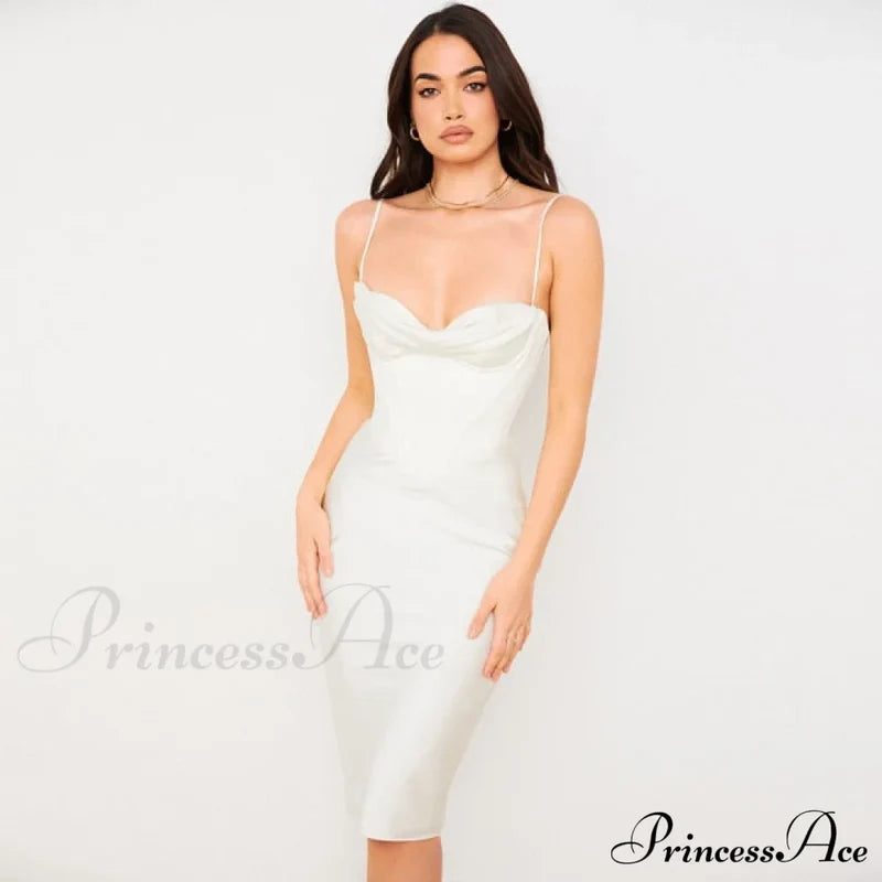 Layer Of Gown Satin Evening Club Women Celebrity Double House For - Bodycon Cb Dress White / Xs