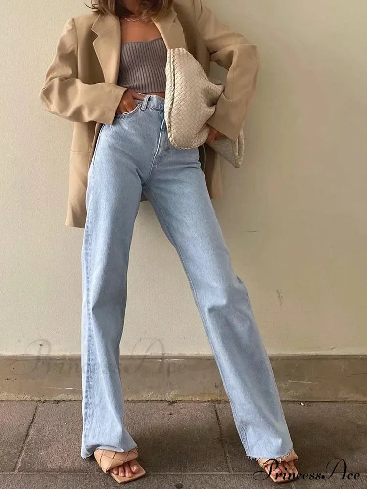 Leg Straight Denim Casual Fashion Women’s - Baggy Jeans High Waist Fit