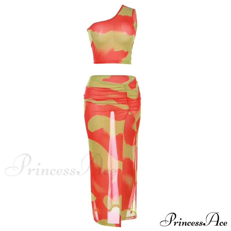 Mesh Two Piece Set Maxi Dress