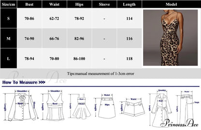New Sexy Spaghetti Strap Leopard Print Sleeveless V-Neck Maxi Evening Party Bodycon Dress