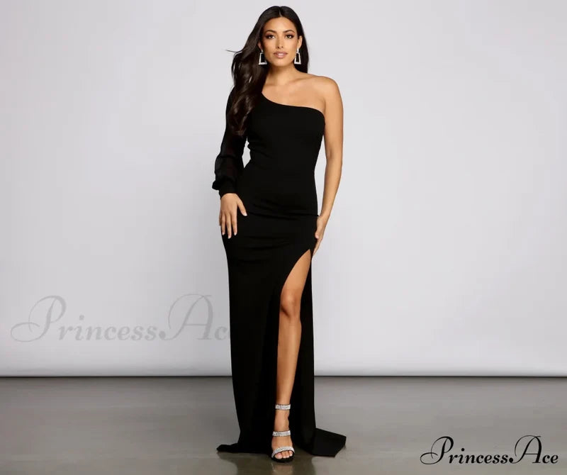 Odette Formal One Shoulder Crepe Mermaid Dress - Lady Occasions