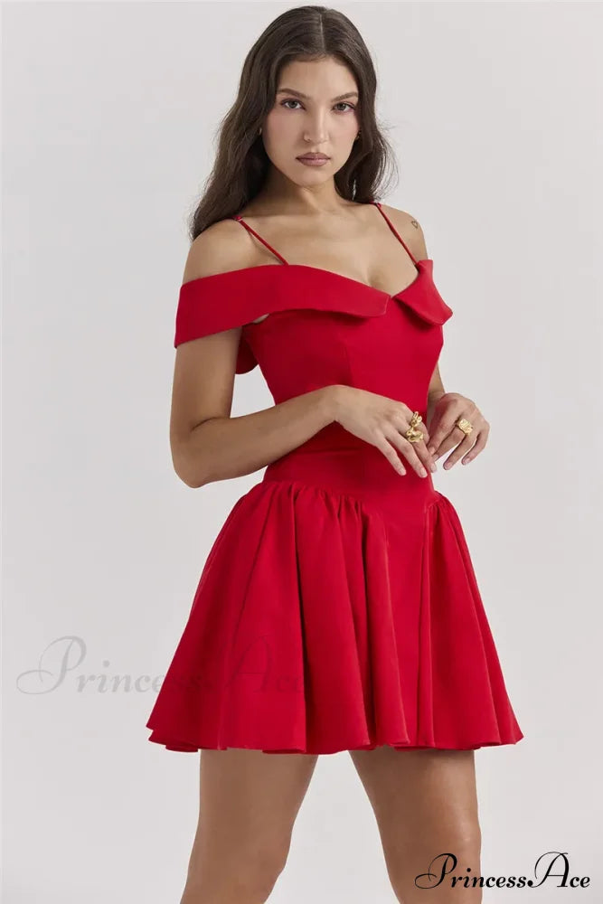 Off-Shoulder Frill Stylish Mini Dress