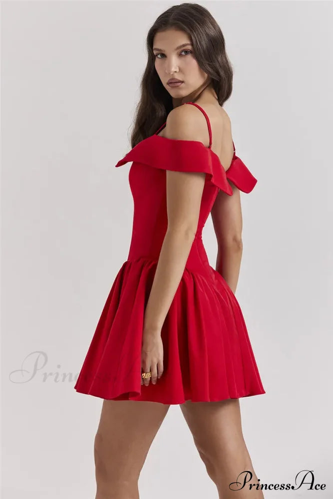 Off-Shoulder Frill Stylish Mini Dress