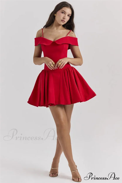 Off-Shoulder Frill Stylish Mini Dress
