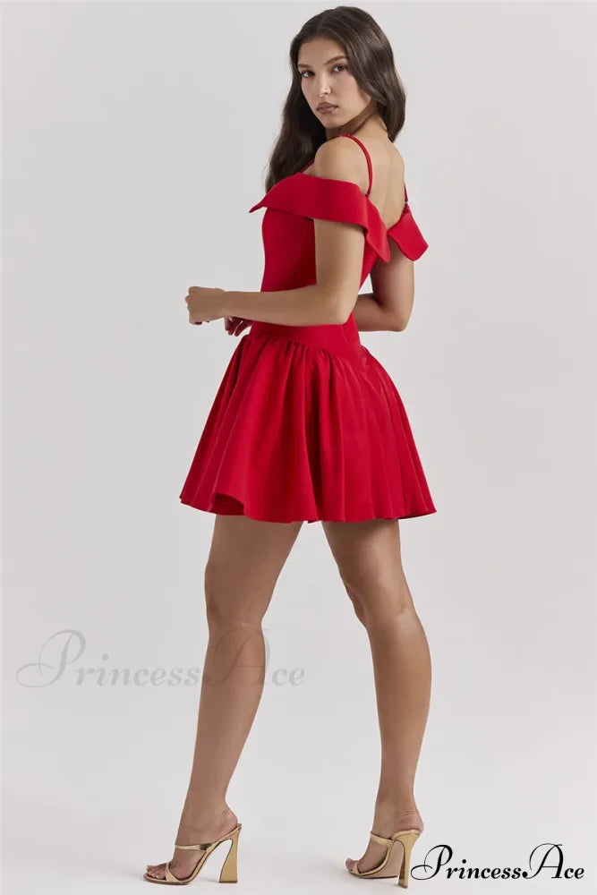 Off-Shoulder Frill Stylish Mini Dress