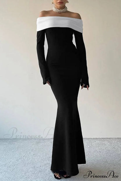 Off Shoulder Maxi Dress With Contrast Dresses