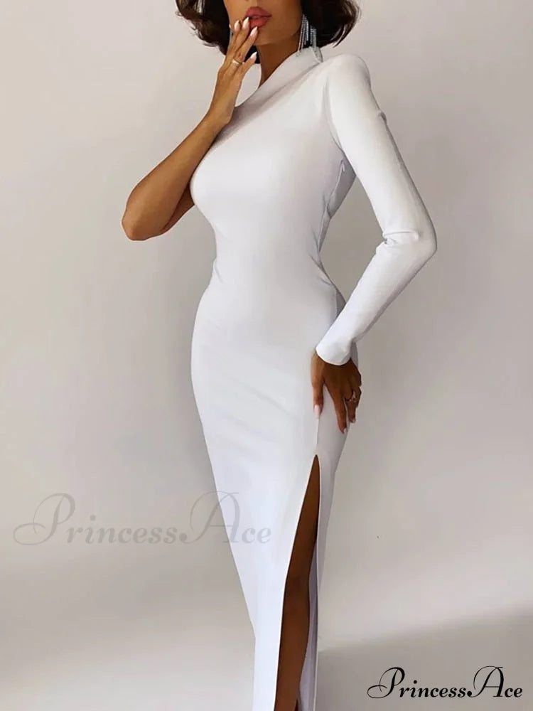 One Full-Length Warm-Season Women’s Elegant Gown Shoulder - Black White / Xs