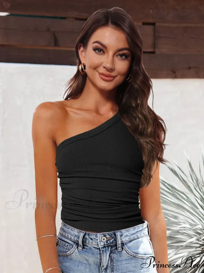 One-Shoulder Ribbed Tank