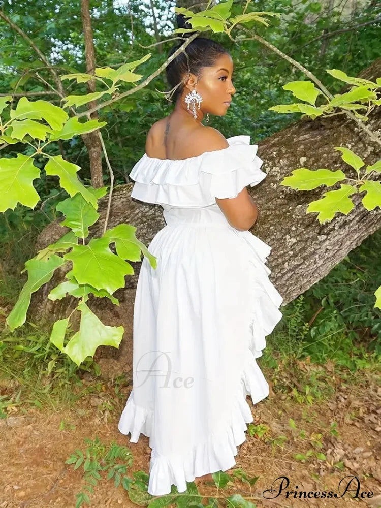 Orange High Low Dress With Ruffle Hem S / Orange High Low Beach Dress