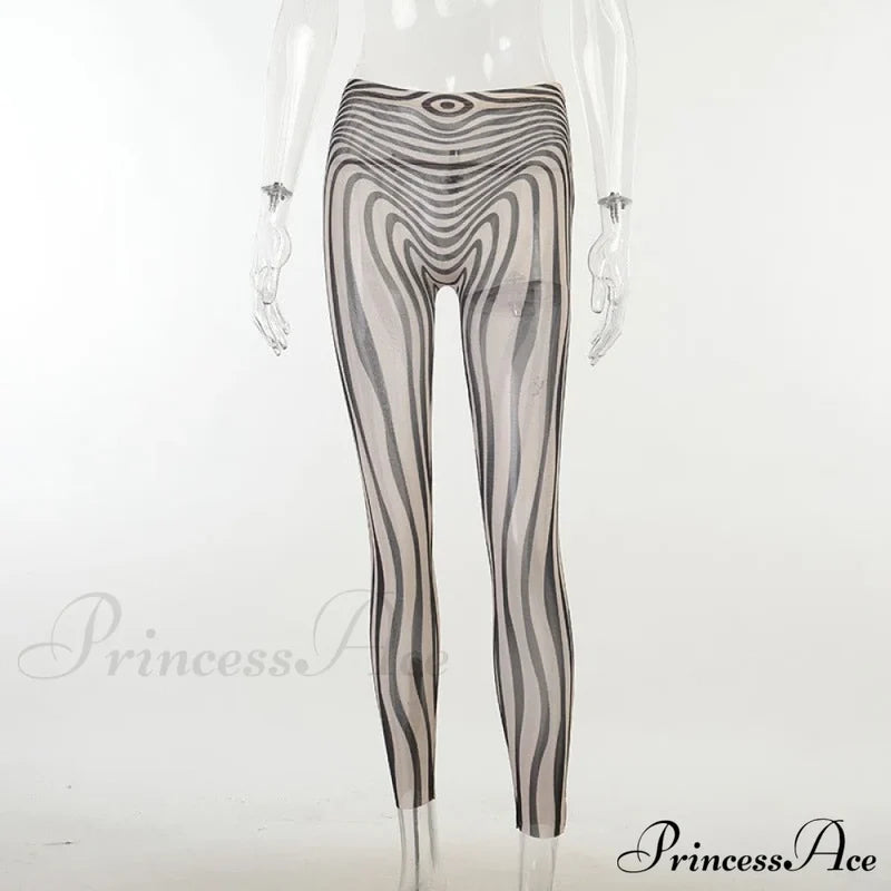 Pants Suit Sexy Costume Zebra Co-Ord Striped Tracksuit For Mesh + Set 2 T-Shirt Piece Long Autumn