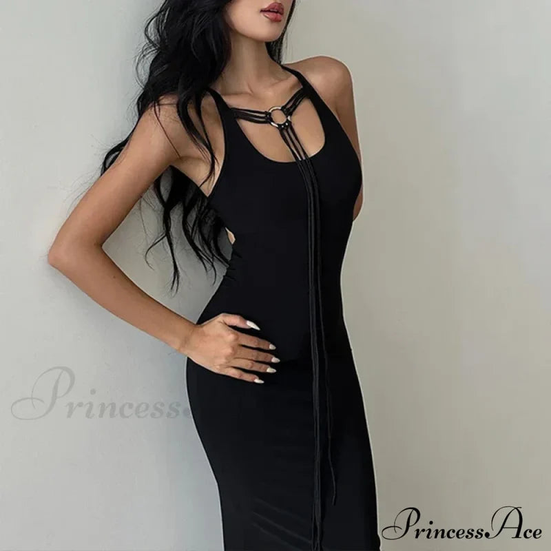 Party Fashion Bandage Sleeveless Backless Long Casual Elegant Bodycon Dress