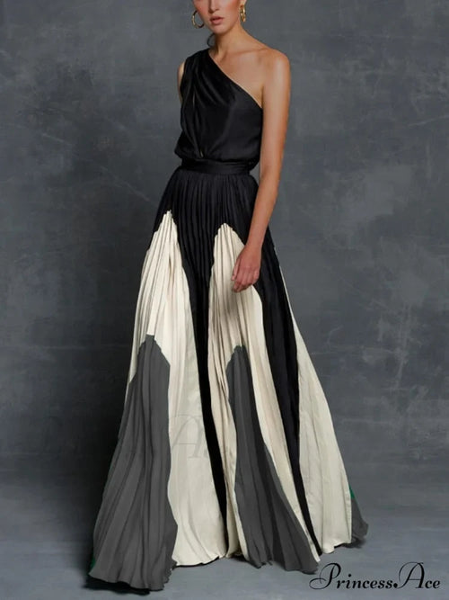 Patchwork Black Club Party High Night One Women’s Gown Off - Street Shoulder Dress
