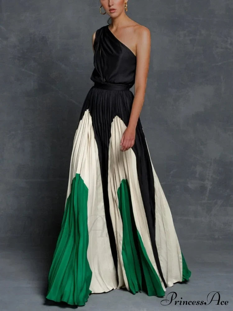 Patchwork Black Club Party High Night One Women’s Gown Off - Street Shoulder Dress
