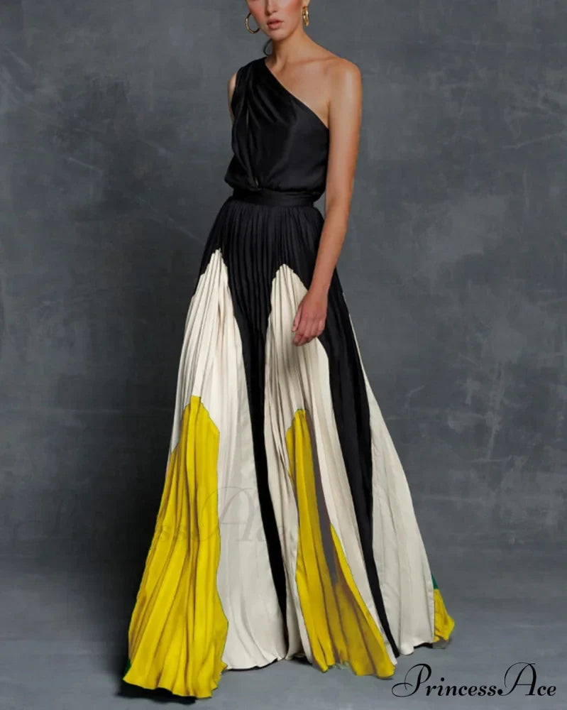 Patchwork Black Club Party High Night One Women’s Gown Off - Street Shoulder Dress Yl / S