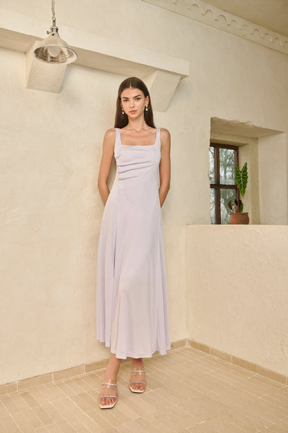 Pearl button square neck dress