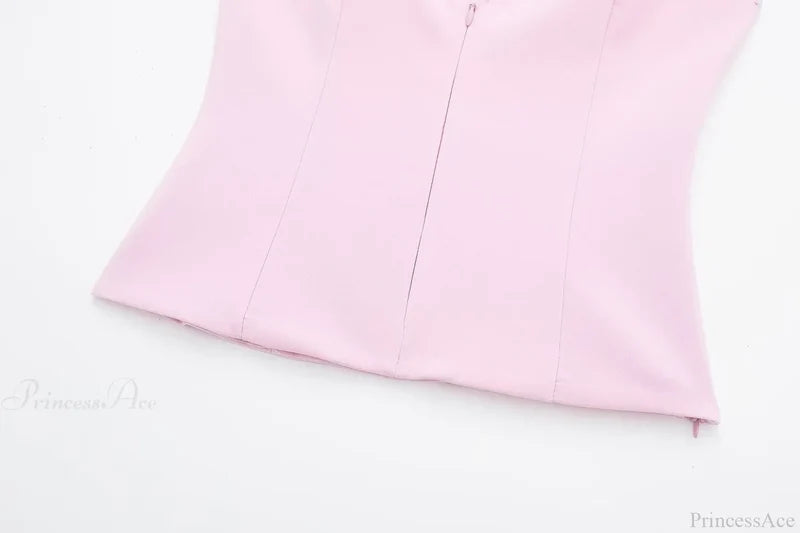Pink Halter Sleeveless Charming Top And Skort Set