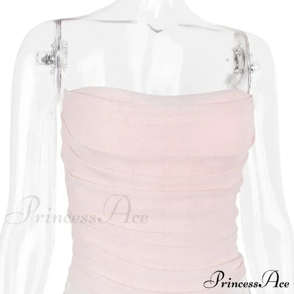 Pink Mesh Stylish Tube Corset Top