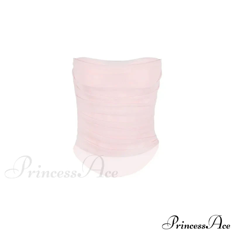 Pink Mesh Stylish Tube Corset Top