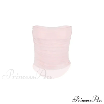 Pink Mesh Stylish Tube Corset Top