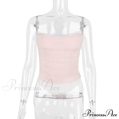 Pink Mesh Stylish Tube Corset Top