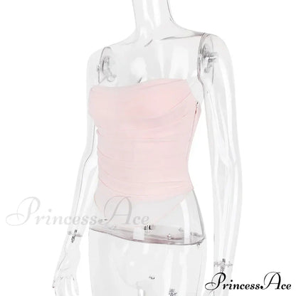 Pink Mesh Stylish Tube Corset Top