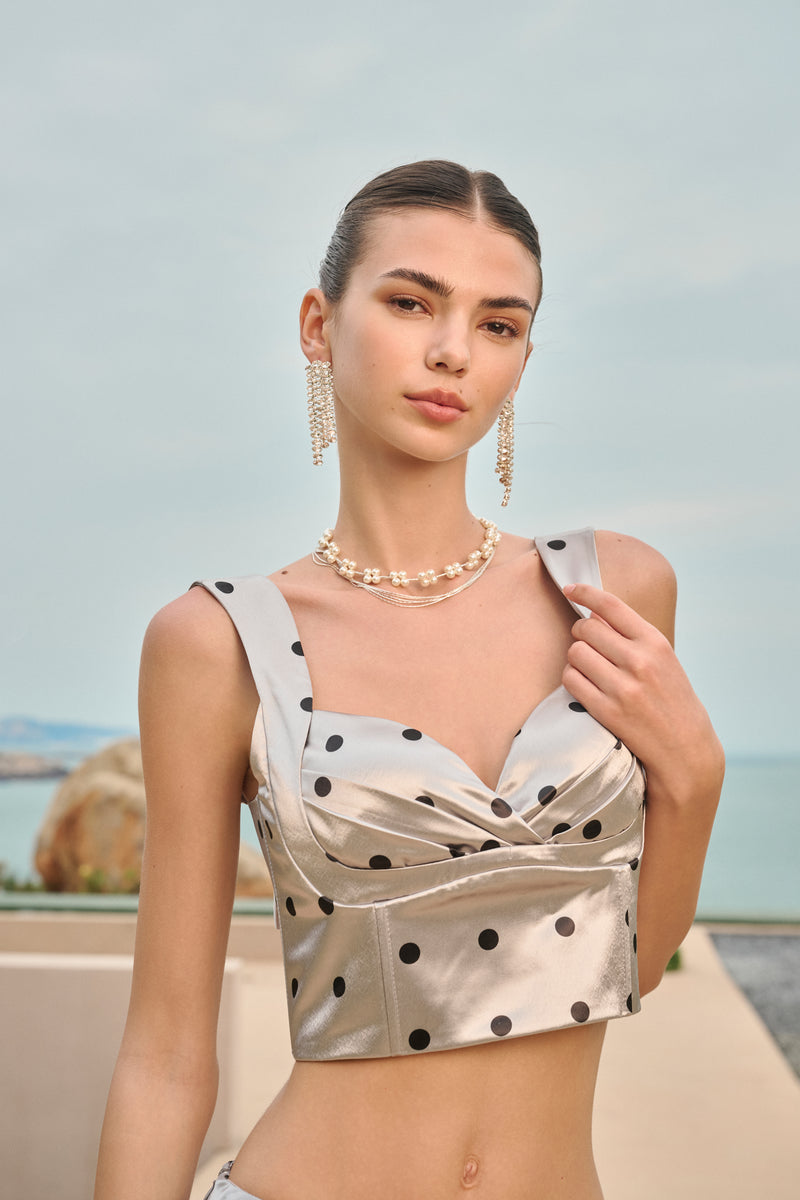 Polka dot bow-back set