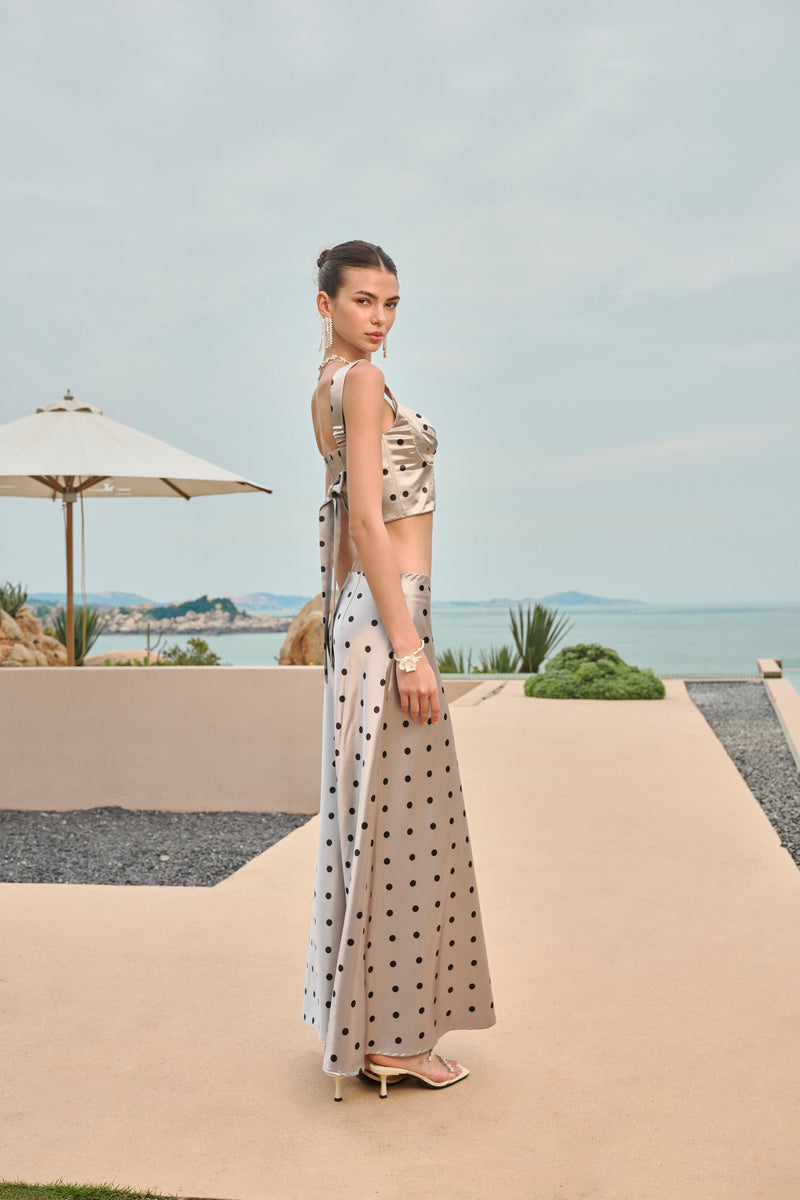 Polka dot bow-back set
