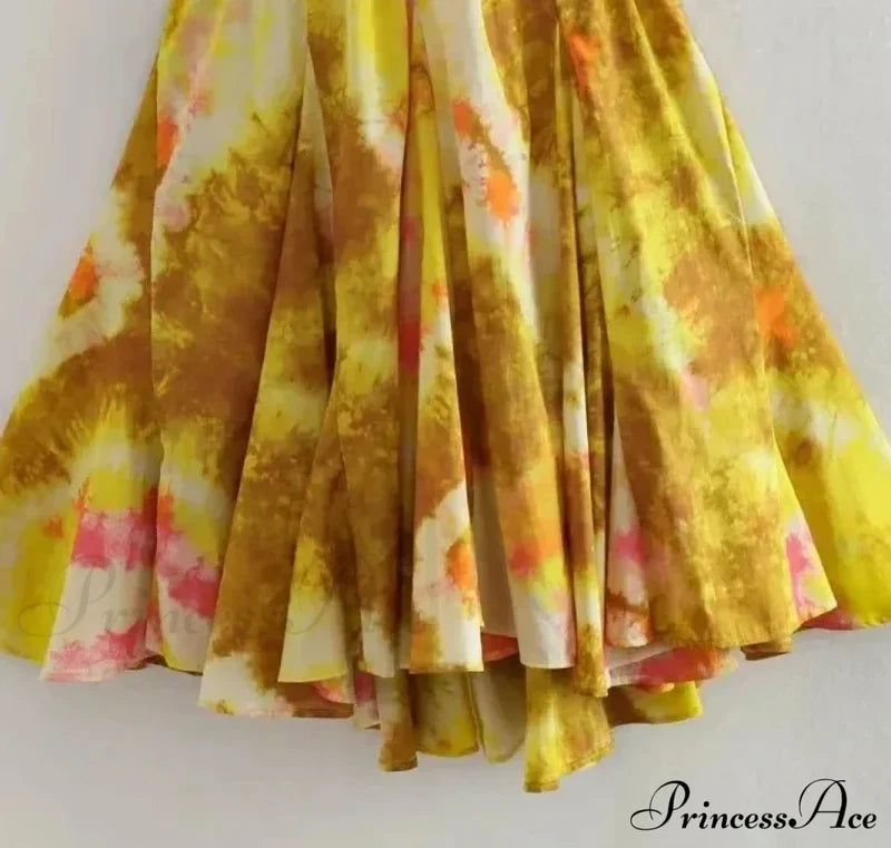Print Halter Open Back Graceful Sleeveless V Neck Mini Dress
