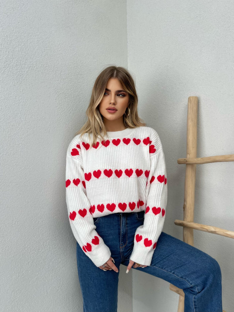 PULOVER ME ZEMRA TE KUQE