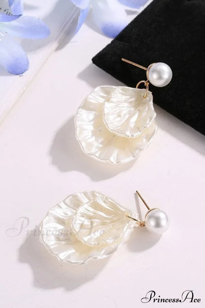 Resin Shell Earrings With Pearl Accent Jewelry