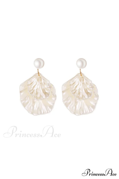 Resin Shell Earrings With Pearl Accent Jewelry