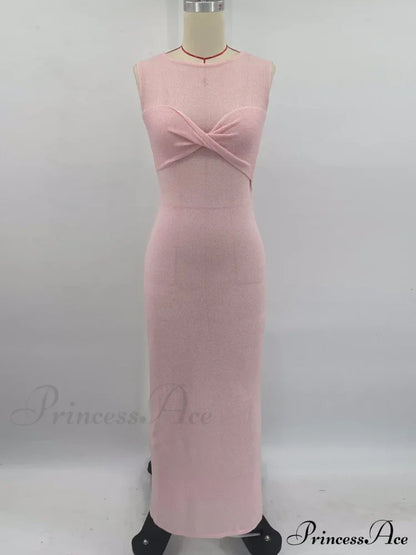 Ribbed Knit Bandeau Charming Sleeveless Midi Dress