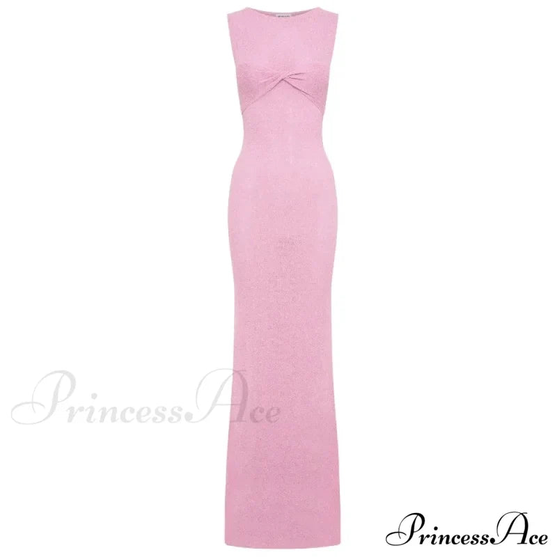 Ribbed Knit Bandeau Charming Sleeveless Midi Dress