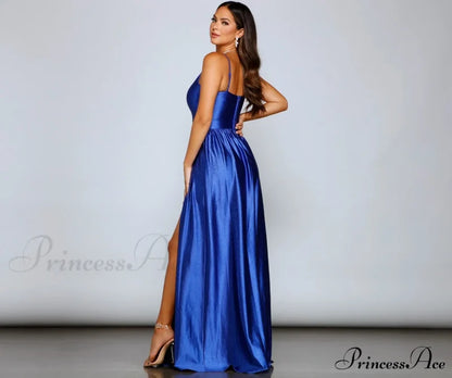 Riley Glitter Satin Charming A-Line Formal Dress S.o. Long Dresses