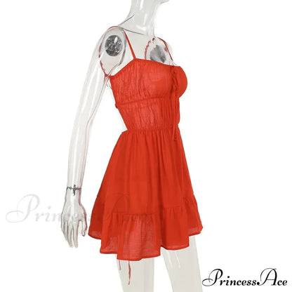 Ruched Elastic Backless Charming Cami Mini Dress