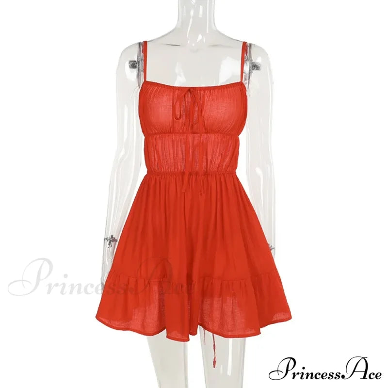 Ruched Elastic Backless Charming Cami Mini Dress