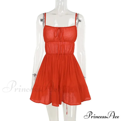 Ruched Elastic Backless Charming Cami Mini Dress