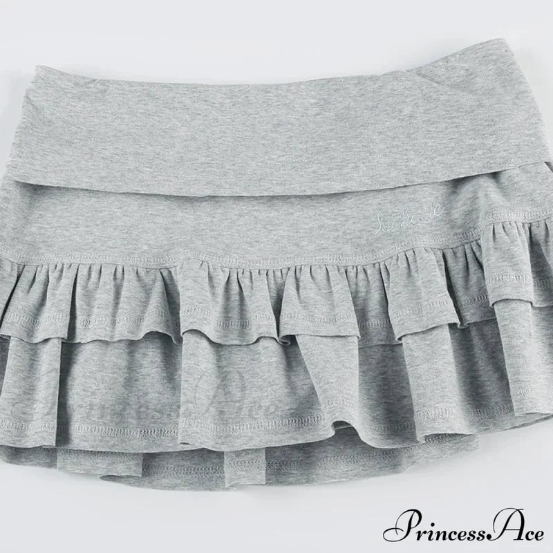 Ruffle Tiered Stylish Micro Mini Skirt Skirts With Safety Pants