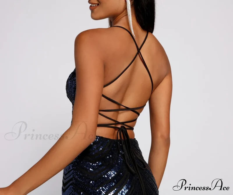 Sassy Lace-Up Stylish Sequin Mini Dress Club Dresses