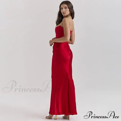 Satin Corset Stylish Maxi Dress Solid Long