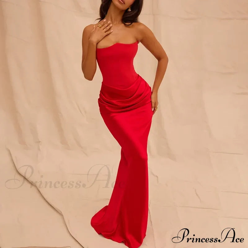 Satin Corset Stylish Maxi Dress Solid Long