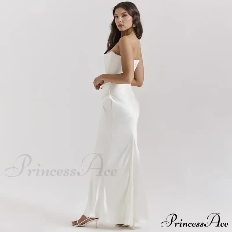 Satin Corset Stylish Maxi Dress Solid Long