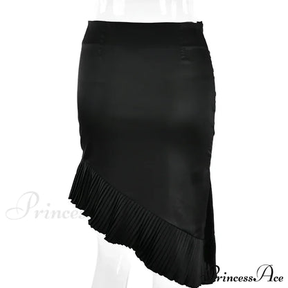 Satin Pleated Stylish Trim Midi Skirt Skirts
