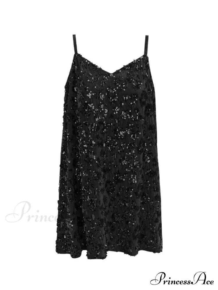 Sequin Slimming Suspender Dress For Women M / Beige Champagne Sequin Party Dress