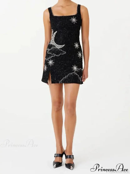 Sequins Sleeveless A-Line Vestidos Mini Dress