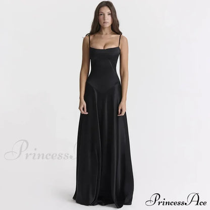 Sexy Bandage Lace Up Sleeveless Party Robe Maxi Dress Black / Xs