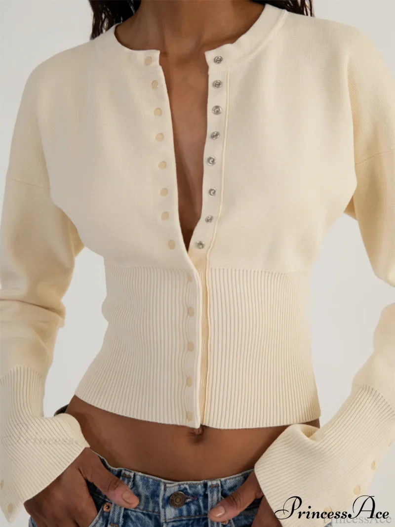 New Women's Fit Sexy Cardigan Button Sweater Cracker khaki clothes clothing long sleeve top shirt shirts Sweater sweaters Sweatshirt top tops