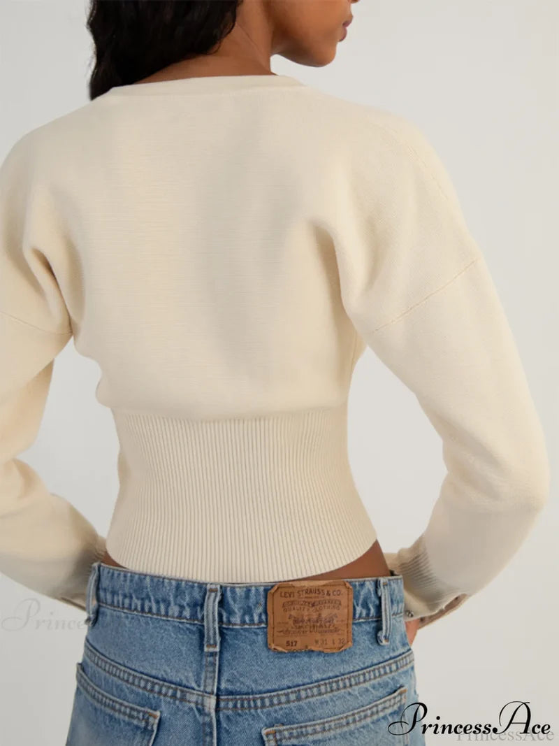 Sexy Women’s Button Cardigan Sweater Sweaters-L