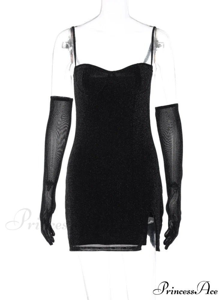 Silk Suspender Tight Dress In Bright Color M / Khaki Gold Sequin Long Sleeve Dress